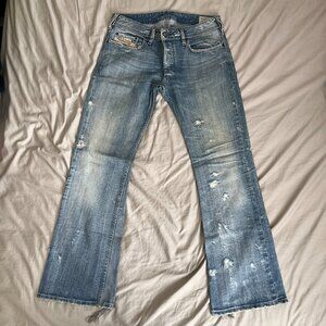 Diesel Zathan Distressed Bootcut Jeans W32 L32 Y2K Vintage